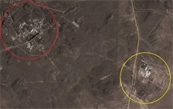 Yellow: the Bidga missile research base, 2011 / Red: the military chemical complex