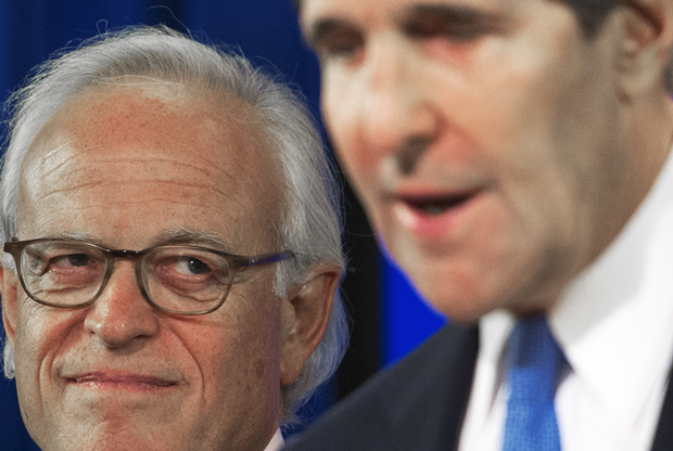 Martin Indyk and John Kerry, 2013. (Paul J. Richards/AFP/Getty Images)