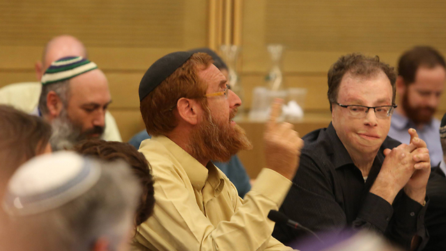 Glick at the Knesset, several days before the shooting (Photo: Gil Yohanan)