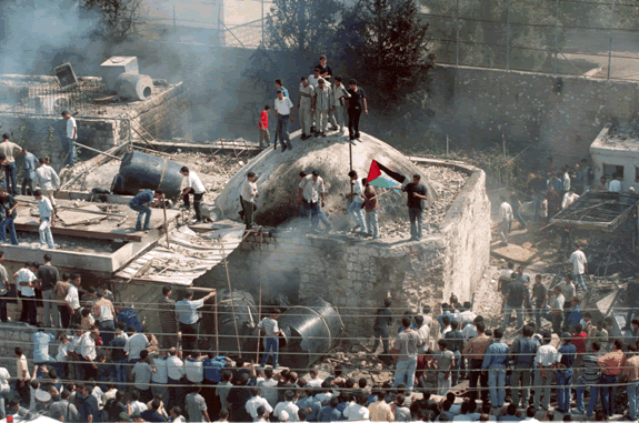 The destruction of Joseph's Tomb in Nablus (Shechem) in 2000