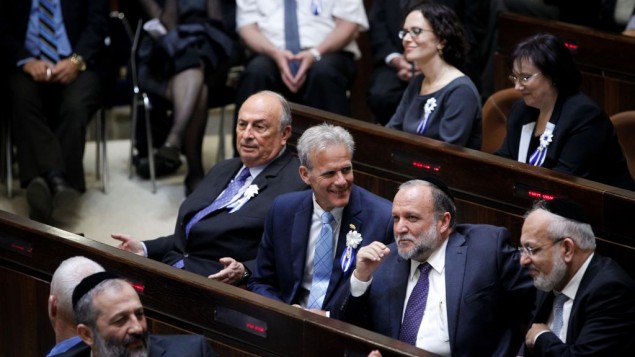 Michael Oren of the Kulanu party at the swearing in ceremony for the 20th Knesset, on March 31, 2015. (Photo by Miriam Alster/Flash90)