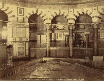 Interior of the Dome of the Rock and the “Foundation Stone” on which the Jewish Temples were built. (Maison Bonfils, circa 1870, Library of Congress) - See more at: http://jcpa.org/secrets-under-the-al-aqsa-mosque-a-photographic-essay/#sthash.oYjIEMjs.dpuf