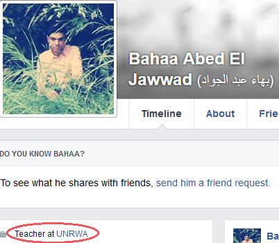 Bahaa Abed El Jawwad - FB profile UNRWA link