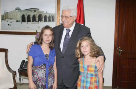 Mahmoud Abbas meets with Ahed Tamimi, her mother, Nariman, and her sister (Wafa, August 26, 2017).