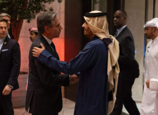 Qatar PM: Hamas shouldn’t be expected to free hostages for ‘ceasefire’ U.S. Secretary of State Antony Blinken greets Qatari Prime Minister and Foreign Minister Mohammed bin Abdulrahman Al Thani in Doha, Qatar on Feb. 6, 2024. Credit: Chuck Kennedy/U.S. State Department.