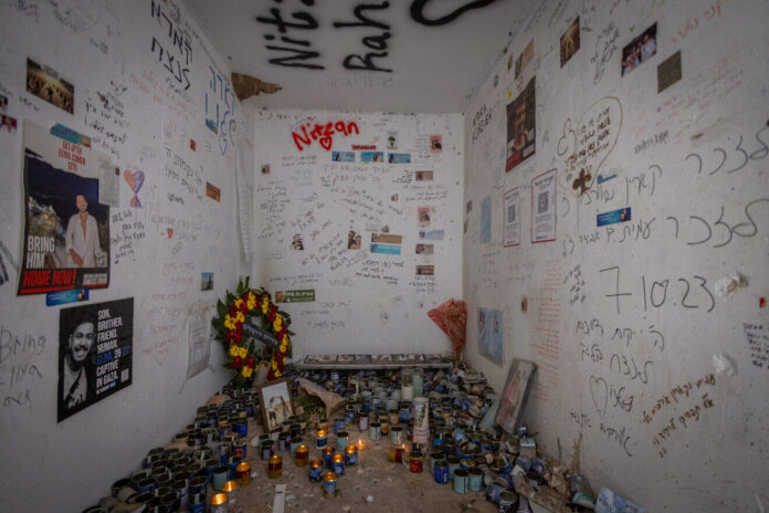 A public bomb shelter where Israelis were murdered at the Oct. 7 massacre one year ago, on a road near the Israeli-Gaza border in southern Israel, Sept. 19, 2024. Photo by Chaim Goldberg/Flash90.