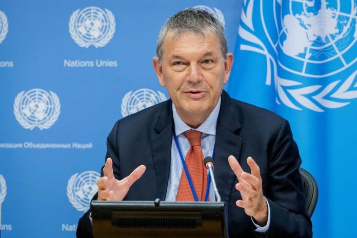 Philippe Lazzarini, commissioner-general of the U.N. Relief and Works Agency (UNRWA), at a press briefing on Sept. 21, 2023 in New York. Credit: Manuel Elías/U.N. Photo.